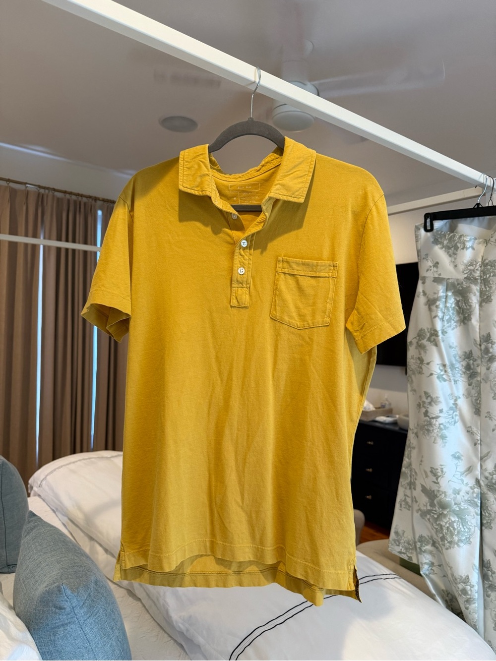 Billy Reid Mustard Yellow Polo with Chest Pocket